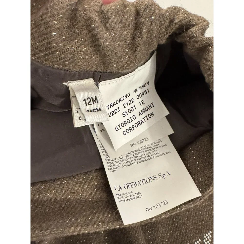 Georgio Armani Brown Belted Baby Skirt 12 Month X12
